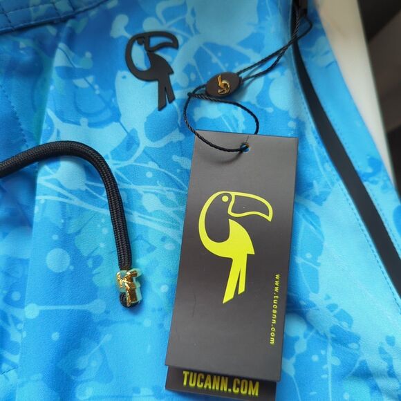 Tucann Swim Shorts Trunk Mens Small Blue Splatter Print Lined Beach Pool Summer - Picture 5 of 9